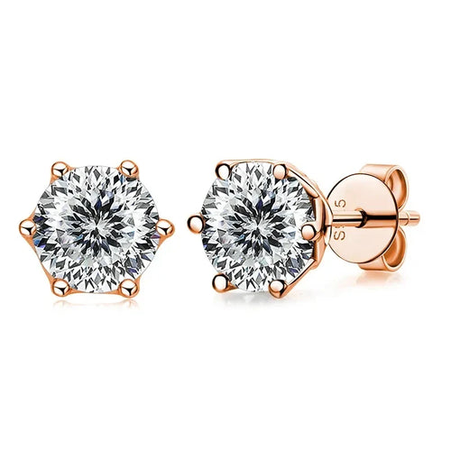 0.5-1ct D Color Moissanite Stud Earrings 925 Sterling Silver Gold Plated