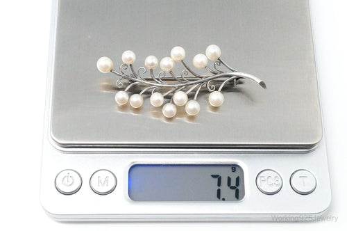 Antique K.T. Pearl Branch Sterling Silver Brooch Pin