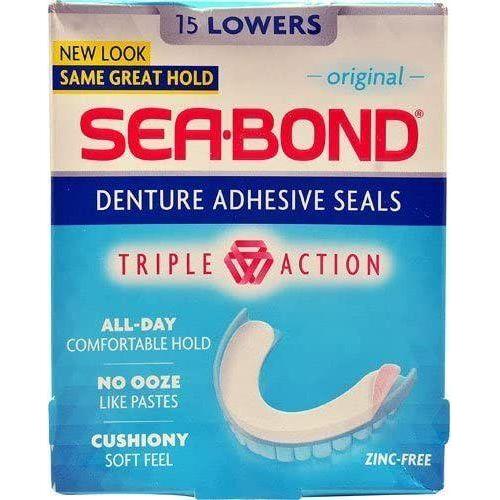 Sea-Bond Triple Action Lower Denture Adhesive Seals Original 15 Ct