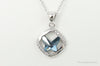 Blue Crystal Cubic Zirconia Butterfly Sterling Silver Necklace