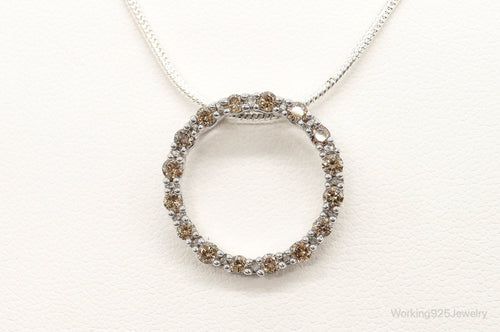 Designer JWBR White & Champagne Diamond Sterling Silver Necklace