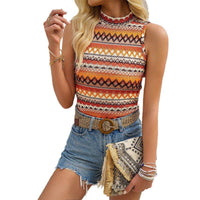 Sunset Stripes Western Knitted Top – Trendy Cowgirl Style Sleeveless Top
