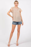 Ces Femme Round Neck Floral Short Sleeve Top