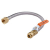 1/2" Push fit x 3/4" FIP, 24" Flexible Water Heater Connector Hose, with Ball Valve