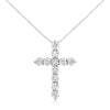 .925 Sterling Silver 1.0 Cttw Prong Set Round-Cut Diamond Cross 18" Pendant Necklace (I-J Color, I2-I3 Clarity)