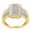 10K Yellow Gold Round and Baguette-Cut Diamond Cocktail Ring (1.0 Cttw, H-I Color, SI2-I1 Clarity) - Size 7