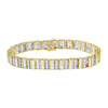 14K Yellow Gold 5.50 Cttw Round and Baguette Diamond Link Bracelet