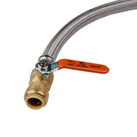 3/4" Push fit x 3/4" FIP, 15" Flexible Water Heater Connector Hose, with Ball Valve