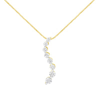 14k Yellow Gold 3.0 cttw Baguette and Brilliant Round-Cut Diamond Journey 18" Pendant Necklace (I-J Color, I2-I3 Clarity)