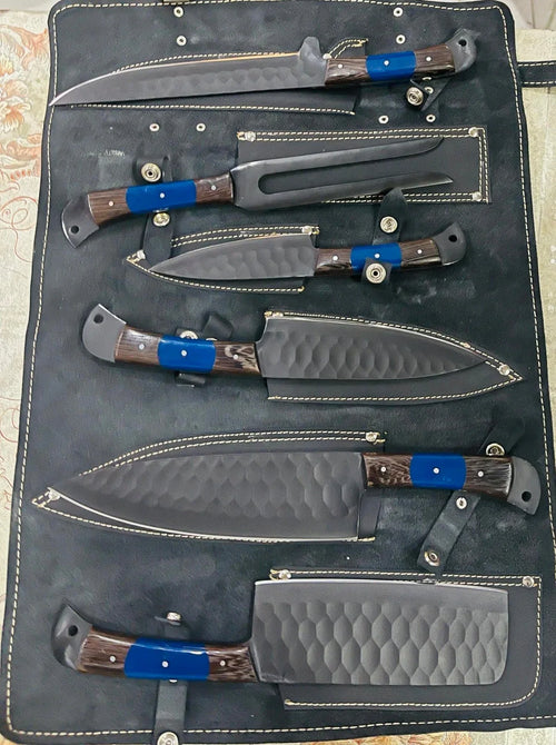 Best Chef Knives Sets – 13" Forged Stainless Steel Blade with Wenge or Resin Handle & Leather Sheath