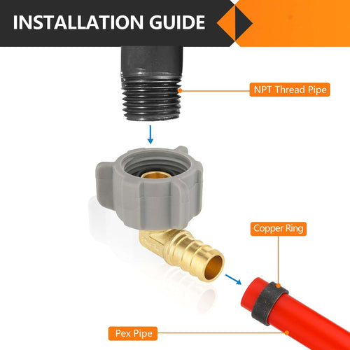 30 Pcs PEX-B Crimp 1/2" PEX X 7/8" Female NPT Swivel Elbow (Lead Free)