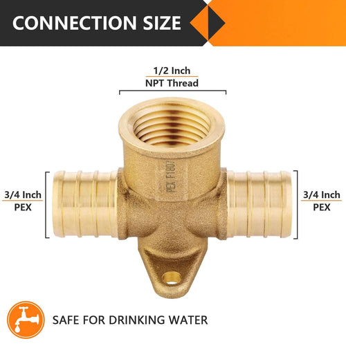 PEX-B Crimp 3/4" PEX x 3/4" PEX x 3/4" Drop Ear Tee (Lead Free) Plumbingsell