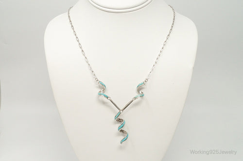 VTG Handmade Native American Zuni RDB Turquoise Sterling Silver Necklace