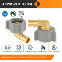 30 Pcs PEX-B Crimp 1/2" PEX X 7/8" Female NPT Swivel Elbow (Lead Free)