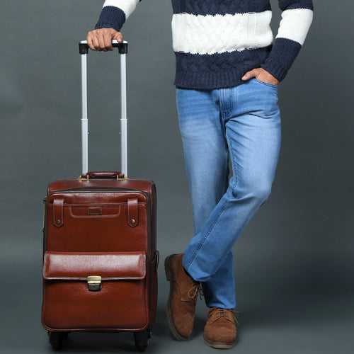 Leather Carry-On Trolly Bag