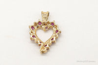 Designer Ross Simons Ruby Diamond Heart Gold Vermeil Sterling Silver Pendant