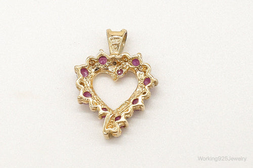 Designer Ross Simons Ruby Diamond Heart Gold Vermeil Sterling Silver Pendant
