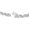 10K White Gold 2.00 Cttw Round-Cut and Baguette-Cut Diamond Floral Design Swirl Link 7" Bracelet (I-J Color, I1-I2 Clarity)