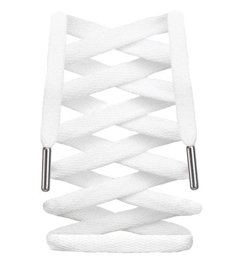 LitLaces - Premium Flat Cotton Shoe Laces Replacement for Air Jordan Nike Dunk Air Force 1 Converse & Casual Shoes (White/Silver 72")
