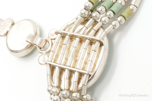 QT Turquoise Pendant On Carolyn Pollack Bead Sterling Silver Necklace Chain