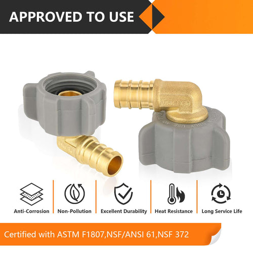 30 Pcs PEX-B Crimp 1/2" PEX X 7/8" Female NPT Swivel Elbow (Lead Free)