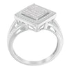 .925 Sterling Silver 1/3 Cttw Invisible Set Princess-Cut Diamond Rhombus and Beaded Halo Ring (H-I Color, SI1-SI2 Clarity) - Ring Size 7
