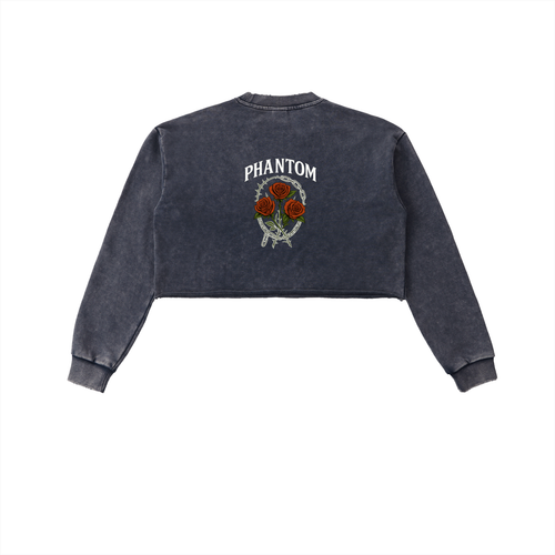 Chains & Roses Snow Washed Cropped Sweatshirt