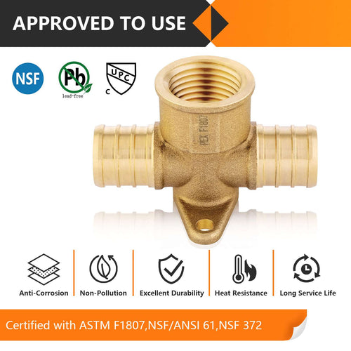 PEX-B Crimp 3/4" PEX x 3/4" PEX x 3/4" Drop Ear Tee (Lead Free) Plumbingsell