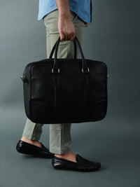 Texas Black Leather Briefcase
