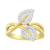 10K Yellow Gold 3/8 Cttw Round and Baguette-Cut Diamond Leaf Cocktail Ring - Size 7 (I-J Color, I1-I2 Clarity)
