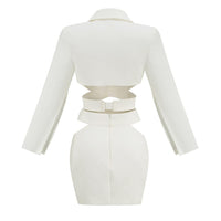 Chic White V-Neck Suit Set