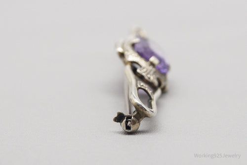 Antique Amethyst 835 Silver Pin Brooch
