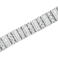 14K White Gold 4 7/8 cttw Baguette & Round Brilliant-Cut Diamond Channel- & Prong-Set Tennis Bracelet (I-J Color, I1-I2 Clarity) - Size 7.25"