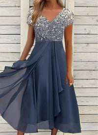 Serene Blooms Chiffon Patchwork Dress | Elegant Floral Dress for Summer