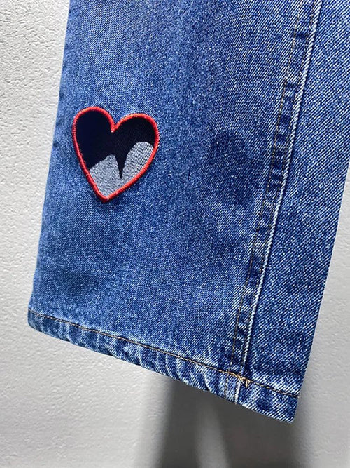 Heart Cutout Wide Leg Jeans | Romantic Wear for Women