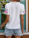 Flower Embroidered White Cowgirl Top | Perfect for Casual Days