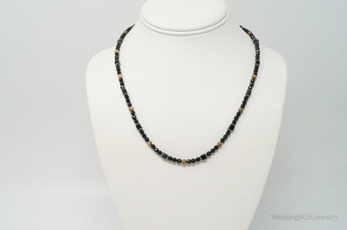 Designer SAJEN Black Onyx Jasper Beads Sterling Silver Necklace