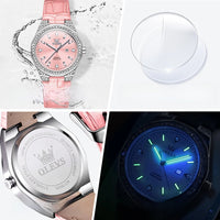 Women's Crystal Bezel White Leather Strap Watch Quartz Date