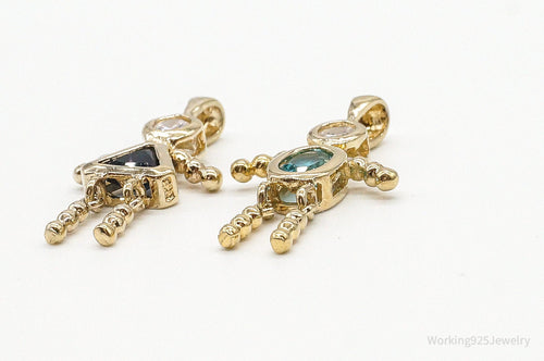 Gold Vermeil Cubic Zirconia Blue Topaz Sapphire Sterling Silver Pendants