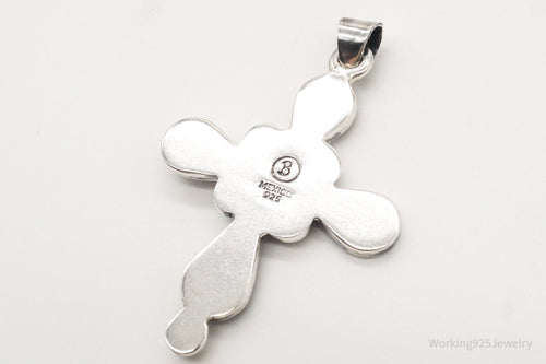 VTG RARE Large Mexico Modernist Bernice Goodspeed Sterling Silver Cross Pendant