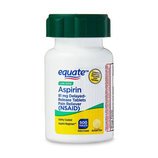Equate Low Strength Aspirin 81 mg, Chewable Tablets (108 Count, 3 x 36)