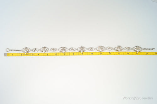 Lang Antiques Floral Link Sterling Silver Necklace