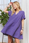 ADORA Tiered Notched Short Sleeve Dress