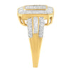 10K Yellow Gold Round and Baguette-Cut Diamond Cluster Ring (1.0 Cttw, I-J Color, SI1-SI2 Clarity) - Size 7