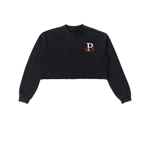 Chains & Roses Snow Washed Cropped Sweatshirt