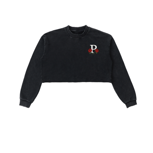 Chains & Roses Snow Washed Cropped Sweatshirt