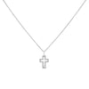 .925 Sterling Silver 1/10 cttw Pave-Set Round-Cut Diamond Open Cross 18" Pendant Necklace (I-J Color, I1-2 Clarity)