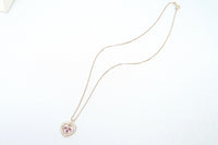 Vtg Ruby Simulated Heart Accented Rose Gold Vermeil Sterling Silver Necklace 18"