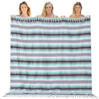 Mexican Throw Blanket Lightweight Serape Outdoor Blanket Extra Large Picnic Blanket Camping Blanket Beach Blanket Turkish Towel Sandproof Honeymoon Gift Fast Dry XL Compact Tent Gadgets 60" x 78" Mint