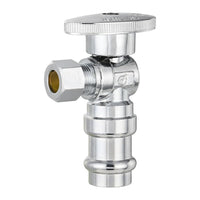 1/2" Press x 3/8" OD Compr. Angle Stop Valve, 1/4 Turn (Lead Free) Plumbingsell